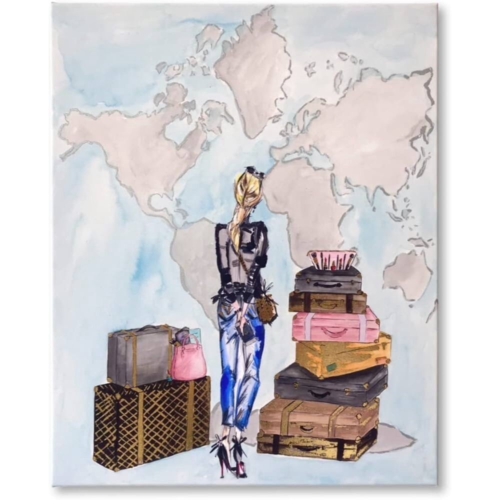 Colleen Karis Designs Fashion Travel Canvas Wall Art 20x16” Decor Room Feminine